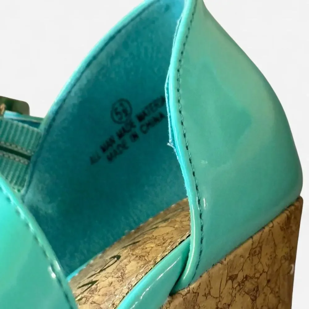 Y2K cork platform wedge sandals women size 5.5 California girl date night